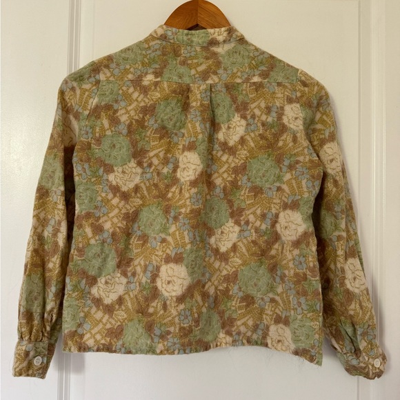 70s fleecy floral blouse - Picture 2 of 5